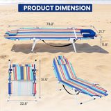 LILYPELLE Folding Chaise Lounge Chair with Mattress, 5 Position Beach Chair with Face Hole - Photo 4