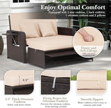 COSTWAY Patio Rattan Daybed with Cushions, Outdoor Wicker Loveseat Sofa with Storage Ottoman - Photo 9