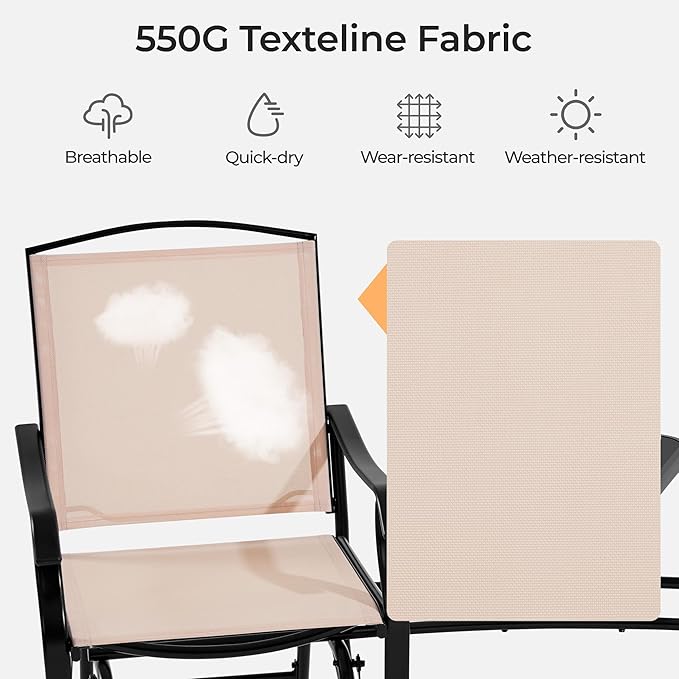 Yaheetech Outdoor Glider Chairs with Glass Table Rocking Chairs - Photo 7