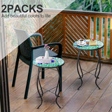 2PCS 12 Inch Small Outdoor Side Table with Colorful Peacock, Glass Mosaic Patio Table Indoor - Photo 5