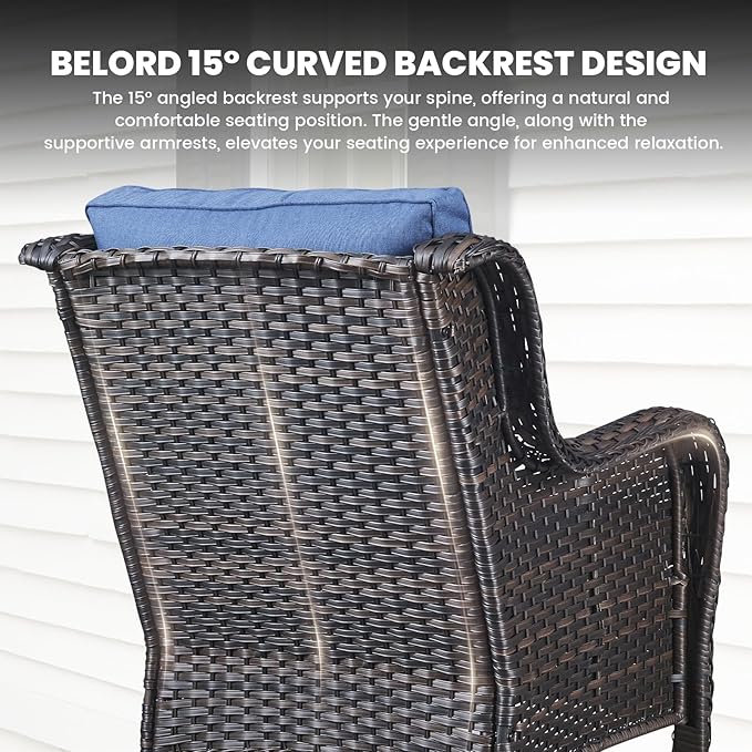 Belord Outdoor Wicker Furniture 5 Pieces Patio Furniture Set Patio Wicker Chairs with Ottomans Conversation Set for - Photo 4