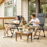 TLSUNNY Folding Patio Chairs Set of 4, Outdoor Lawn Chair w/ 5 Level Adjustable Teslin Back, Removable Headrest - Photo 9