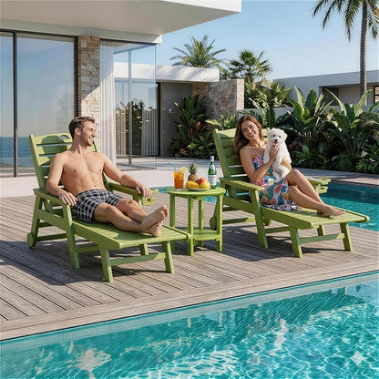2 Tier Round Outdoor Side Table with Wood-Like Grain, HDPE Adirondack Table Patio Side Table, Weather Resistant End Table for Pool, Patio & Porch, Small Outdoor Table (Lime, Round)