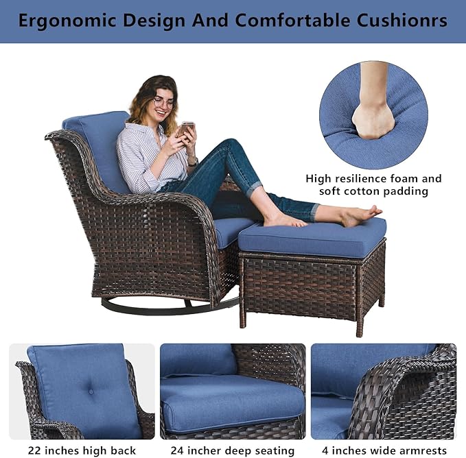 Belord Wicker Outdoor Furniture Patio Furniture Set - 6 Piece Patio Conversation Set with Swivel Rocker Chairs - Photo 4
