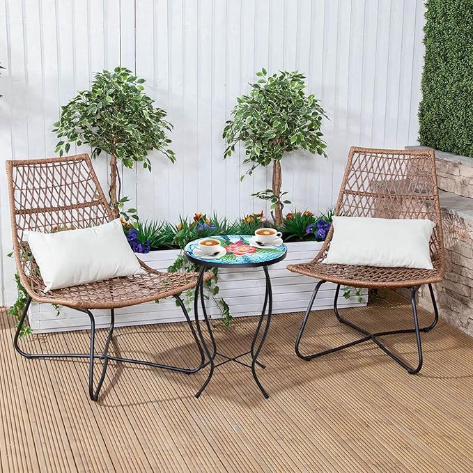 VCUTEKA Patio Side Table Outdoor Accent Table Bistro Coffee Table Plant End Table Small Porch Table Indoor Round Glass - Photo 8