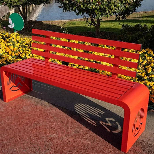 Outdoor Metal Garden Bench Galvanized Steel,Heavy-Duty Patio Benches Weatherproof with Backrest,Slatted Chair Laser engraving,1100lbs Load-Bearing,for Park Yard Deck(H,100*40*80cm/39.4*15.7*31.5in)