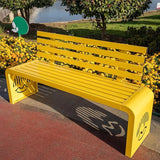 Outdoor Metal Garden Bench Galvanized Steel, Heavy-Duty Patio Benches Weatherproof with Backrest - Photo 1