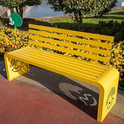 Outdoor Metal Garden Bench Galvanized Steel,Heavy-Duty Patio Benches Weatherproof with Backrest,Slatted Chair Laser engraving,1100lbs Load-Bearing,for Park Yard Deck(J,150*40*80cm/59*15.7*31.5in)