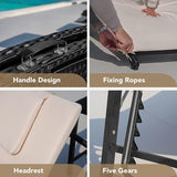 Devoko Patio Chaise Lounge Sets Outdoor Rattan Adjustable Back 3 Pieces Cushioned Patio Folding Chaise Lounge with - Photo 6