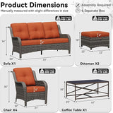 8 Piece Outdoor Wicker Patio Furniture Set, Patio Chairs Set with Thickened Olefin Cushions, High Back and Deep Seating - Photo 2
