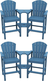 SERWALL Tall Adirondack Chairs Set of 4 with Double Layer Connecting Tray, HDPE Bar Height Outdoor Chairs - Photo 1