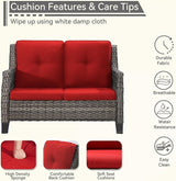 Patio Furniture Couch Outdoors, Rattan Wicker Loveseat with Deep Seating and Olefin Cushions - Photo 3