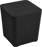 YITAHOME Outdoor Coffee Table with Extra Storage 11.5 Gallon Resin Rattan Side Table for Patio Decor,Cushions(Black) - Photo 1
