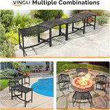 VINGLI Outdoor Metal Curved Bench, Weatherproof Fire Pit Bench Set of 4, Heavy Duty Steel Backless Benches - Photo 6