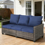 All Weather Patio Sofa, 3 Seat Outdoor Couch with High Back and Thick Cushions - Photo 6