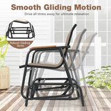 Tangkula 3 Piece Patio Bistro Glider Set, 2 Rocking Chairs w/Tempered Glass Side Table - Photo 5