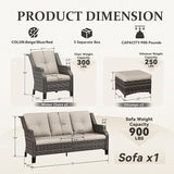 Patio Furniture Set 5 Pieces, Outdoor Wicker Furniture with Coffee Table and Side Table - Photo 2