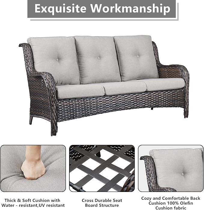 Outdoor Patio Furniture Sofa Set - 7 Piece Rattan Wicker Patio Sectional Conversation Sets with 1 Sofa, 1 Loveseat - Photo 3