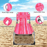 GYMAX Tanning Chair, Folding Beach Lounger with Face Arm Hole, Adjustable Backrest, Side Pocket & Carry Handle - Photo 6