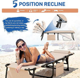 Devoko Beach Lounge Chair, Outdoor Sun Tanning Chair with Face Hole - Photo 5