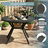 42" Outdoor Patio Table Dining Table, All Weather Metal Round Patio Table with Adjustable Umbrella Hole - Photo 6