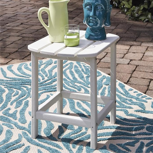 Signature Design by Ashley Sundown Treasure Outdoor Patio HDPE Weather Resistant End Table, White