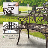 Metal Outdoor Bench Garden Bench Patio Park Bench Porch Bench with Armrests Floral Rose Accent for Indoor/Outdoor - Photo 4