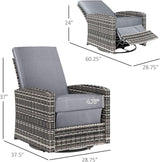 Outsunny Outdoor Wicker Swivel Recliner Chair, Reclining Backrest, Lifting Footrest, 360° Rotating Basic - Photo 3