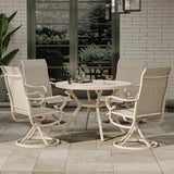 42" Outdoor Patio Table Dining Table, All Weather Metal Round Patio Table with Adjustable Umbrella Hole - Photo 7