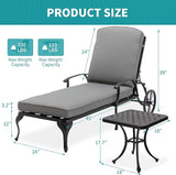 HOMEFUN Chaise Lounge Chair Outdoor - Poolside Chairs Set of 2 with Cushion and 1 Patio Side Table Cast Aluminum - Photo 2