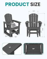SERWALL Outdoor Glider Chair Set of 4, HDPE Wood-Like Patio Glider Rocker All-Weather Porch Glider for Outside, Gray - Photo 3