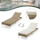 HOMREST Outdoor Chaise Lounge Chair Set of 2, Patio Wicker Lounge Chairs with Adjustable Backrest - Photo 5