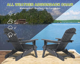 Folding Adirondack Chairs Set of 2, All-Weather Wide Armrest Wooden Outdoor Chairs, Fire Pit & Front Porch Chairs - Photo 6