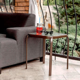 Bronze Metal Outdoor Side Table with Tempered Glass Top Set of 2 – Elegant Small 16" Square Patio Table – Durable - Photo 4