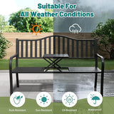 2 in 1 Metal Bench Patio Bench, Outdoor Benches Weatherproof with Folding Middle Table - Photo 4