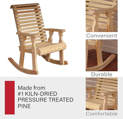 Amish Heavy Duty 600 Lb Roll Back Pressure Treated Rocking Chair (Unfinished)