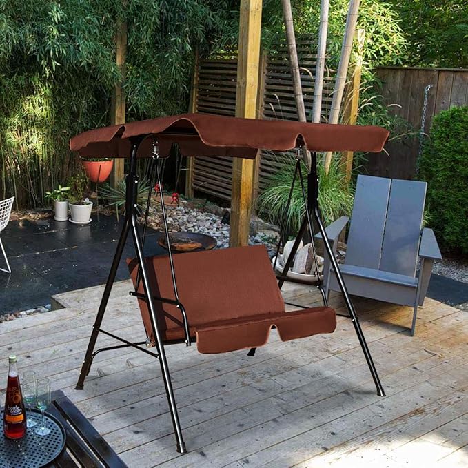 Tangkula 2 Person Porch Swing, Outdoor Swing with Removable Cushions, Solid Steel Structure - Photo 4