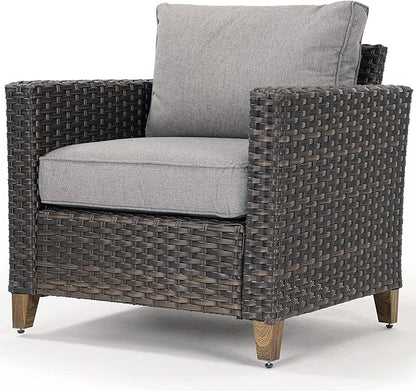 Grand patio Outdoor Furniture, Patio Wicker Sectional Sofa Modular Furniture Set Single Sofa Chair with Thick Cushions for Deck Porch Poolside Garden