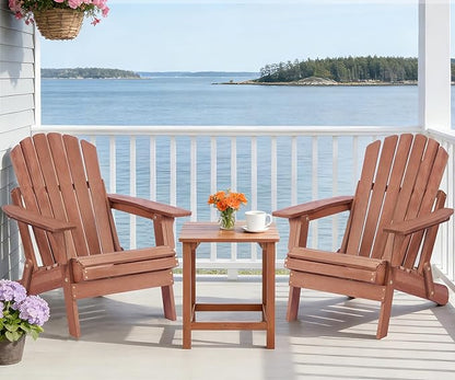 Oversize Wooden Outdoor Folding Adirondack Chair with Pre-Assembled BackRest & SeatBoard, Wood Patio Chair for Garden Backyard Porch Pool Deck Firepit