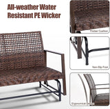 Wicker 2 Person Patio Glider with Double Weaved Wicker Seat, Powder Coated Metal Frame, 50" W x 25.5" D x 35.5" H - Photo 4