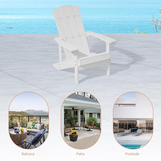 Adirondack Chairs, Plastic Adirondack Chairs Set of 2, All-Weather Resistant, Widely Used in Outdoor, Fire Pit, Deck, Outside, Garden