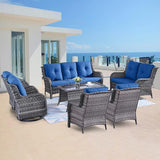 Belord 7 Piece Wicker Patio Furniture Set, Outdoor Swivel Rocker Chairs Set of 2 with Ottomans, 3 Seat Sofa and Loveseat - Photo 2