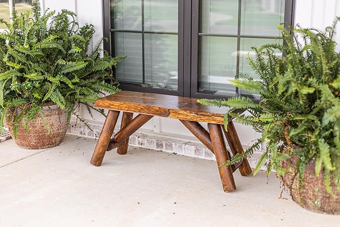 SRL Rustic Logwerks Indoor Bench — Pine & Cedar Wood Bench — Front Porch Decor — Live Edge Small Bench for Entryway, Garden & More — Handcrafted Wooden Bench — Rustic Furniture (36”, Honey Pine)