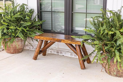 SRL Rustic Logwerks Indoor Bench — Pine & Cedar Wood Bench — Front Porch Decor — Live Edge Small Bench for Entryway, Garden & More — Handcrafted Wooden Bench — Rustic Furniture (36”, Honey Pine)