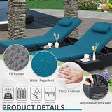 WAROOM Outdoor Chaise Lounge Chairs for Outside Patio Furniture Set of 2 Wicker Recliner Black Rattan Sunbathing - Photo 4