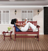 SERWALL Outdoor Bench, HDPE Outdoor Benches Weatherproof, 2-Person Garden Bench with 660 lbs Weight Capacity - Photo 2