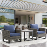 Rilyson Wicker Outdoor Patio Chairs Set - 3 Piece Rattan Patio Furniture Bistro Chairs Set with Waterproof Wicker - Photo 8
