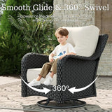 6 Piece Patio Furniture Set, All-Weather Wicker Outdoor Conversation Set with Swivel Rocking Chair and 6 Inch Thick - Photo 3