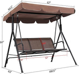 Yaheetech Outdoor Porch Swing Chair for Adults, 3-Seat Patio Hanging Swing w/Adjustable Canopy, Armrests - Photo 3