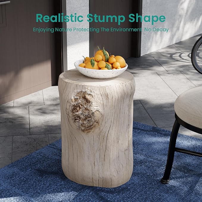 SUNBURY Stump Side Table, Concrete Side Table, Patio Faux Wooden End Table - Photo 5